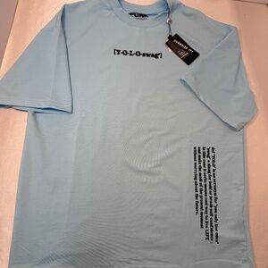 FULK Oversize Graphic T-Shirt Light Blue “Y-O-L-O Swag” New With Tags